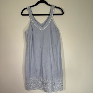 Soma 100% Cotton Embroidered Sleep Dress Striped Size M Cottage Core Floral